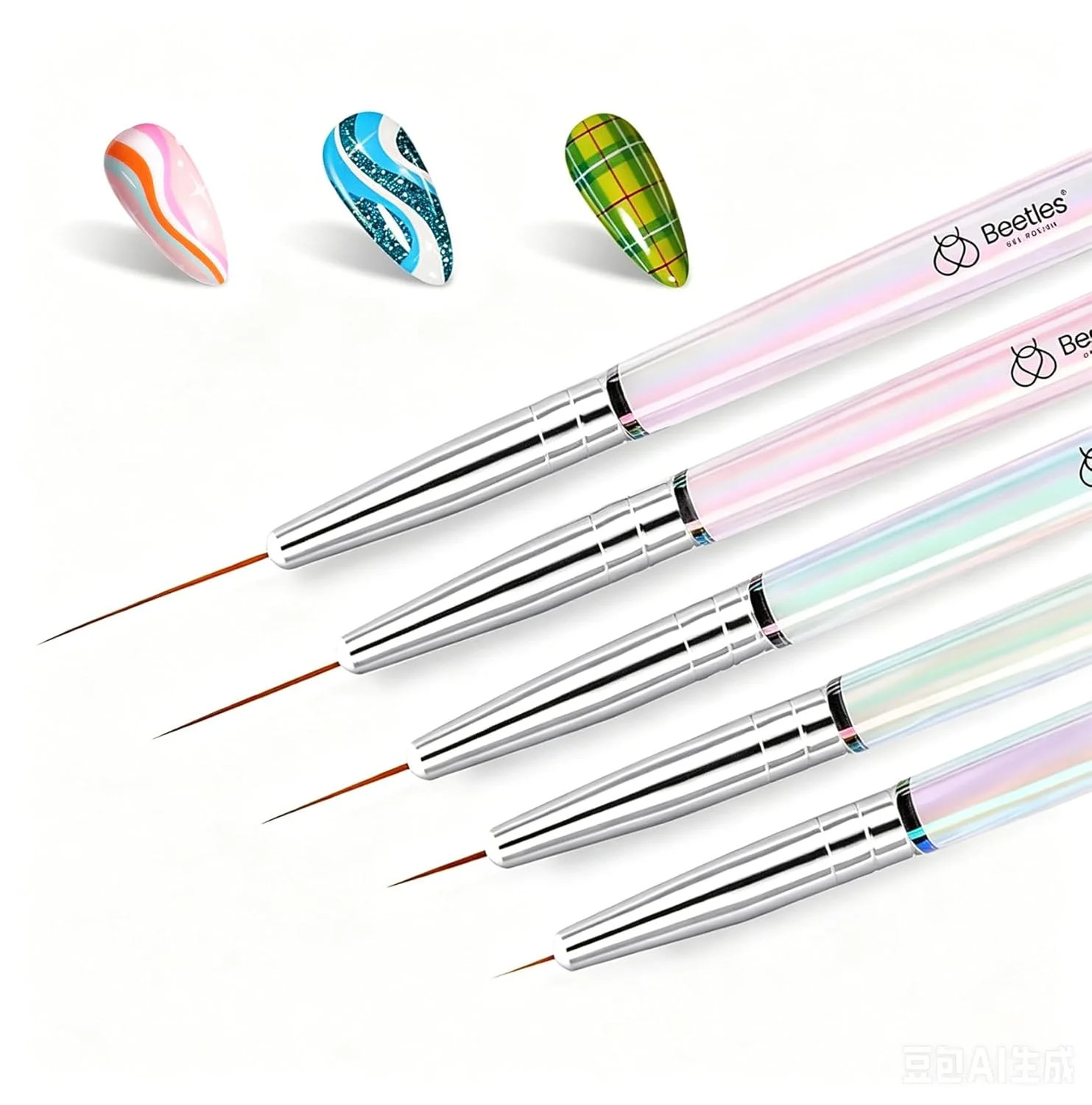 Beetles Nail Art Pens Brushes, 5pcs Nail Art Liner Brushes Set Painting Nail Dot
