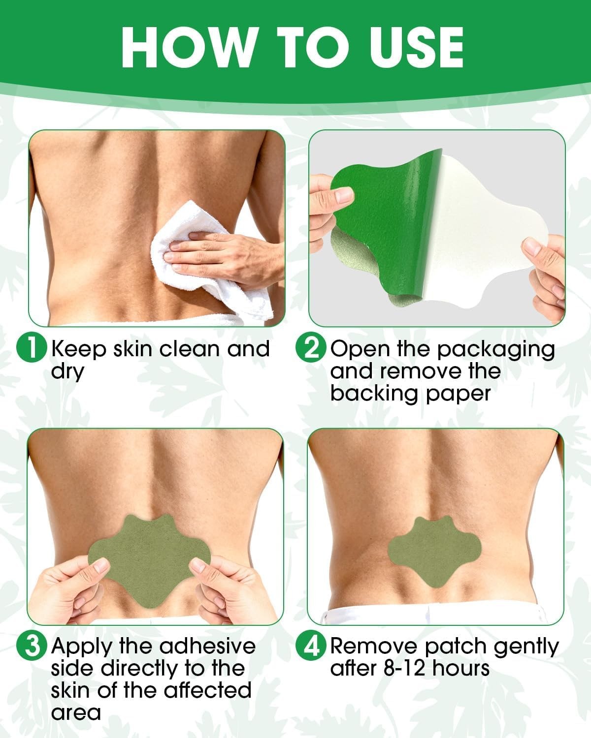 HOOPOES Back Pain Relief Patches – Herbal Hot & Cold Therapy, 10 Patches