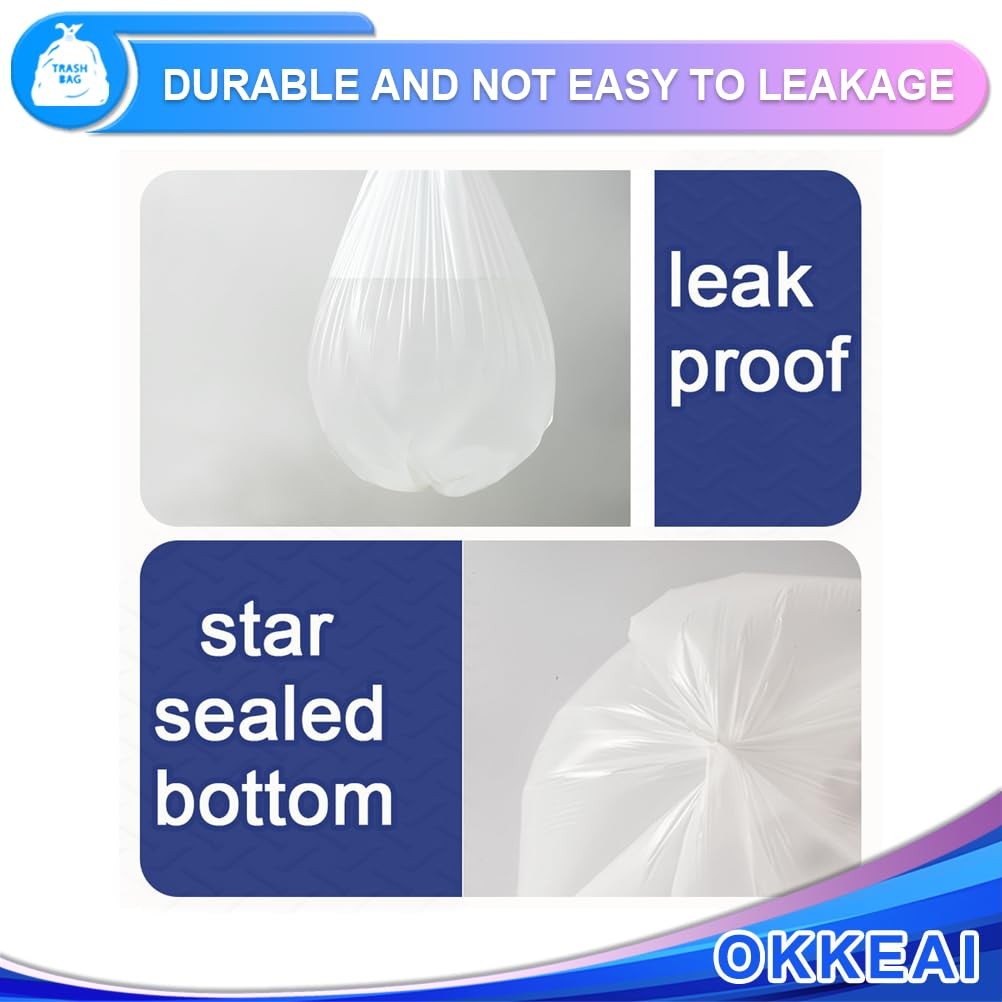 OKKEAI 3 Gallon Small Trash Bags 120 Counts 1 Count (Pack of 120), White