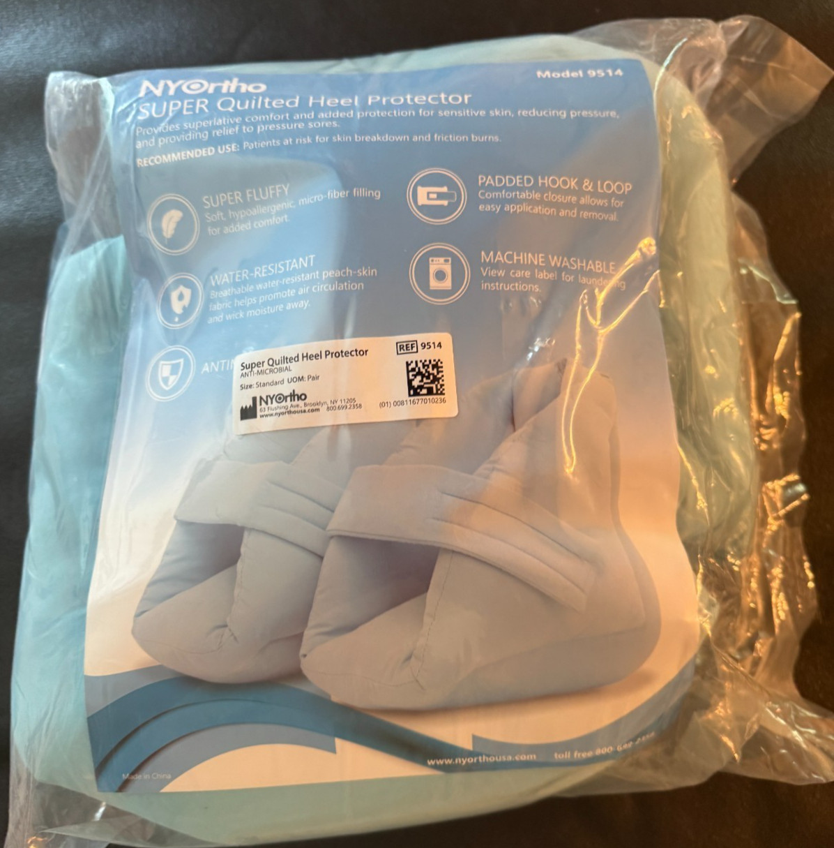 NY Ortho Pair (2) Ultra Quilted Heel Protectors Model 9514 Unisize