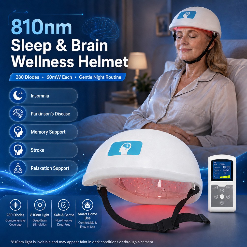 Home Use 810nm NIR Light Therapy Brain Photobiomodulation Helmet for Parkinson