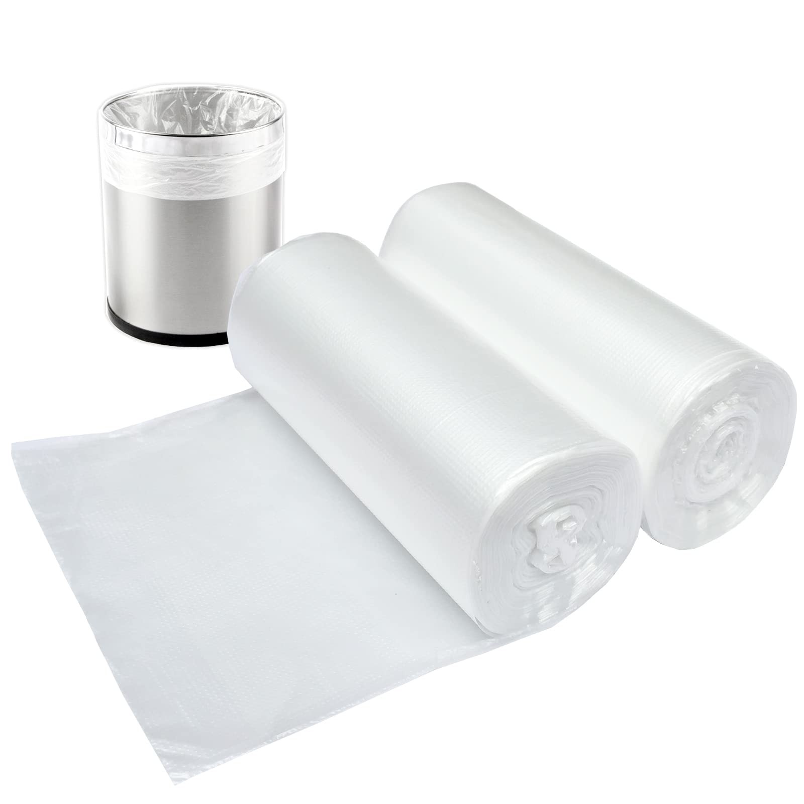 2 Gallon Small Plastic Trash Bags, 7.5 Liters 50 Count (Pack of 2), Clear