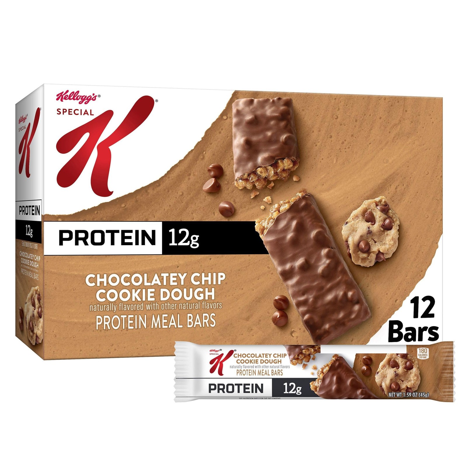 Protein Meal Bars 12g Chocolatey Chip Cookie Dough 12 Count 19oz Box Special