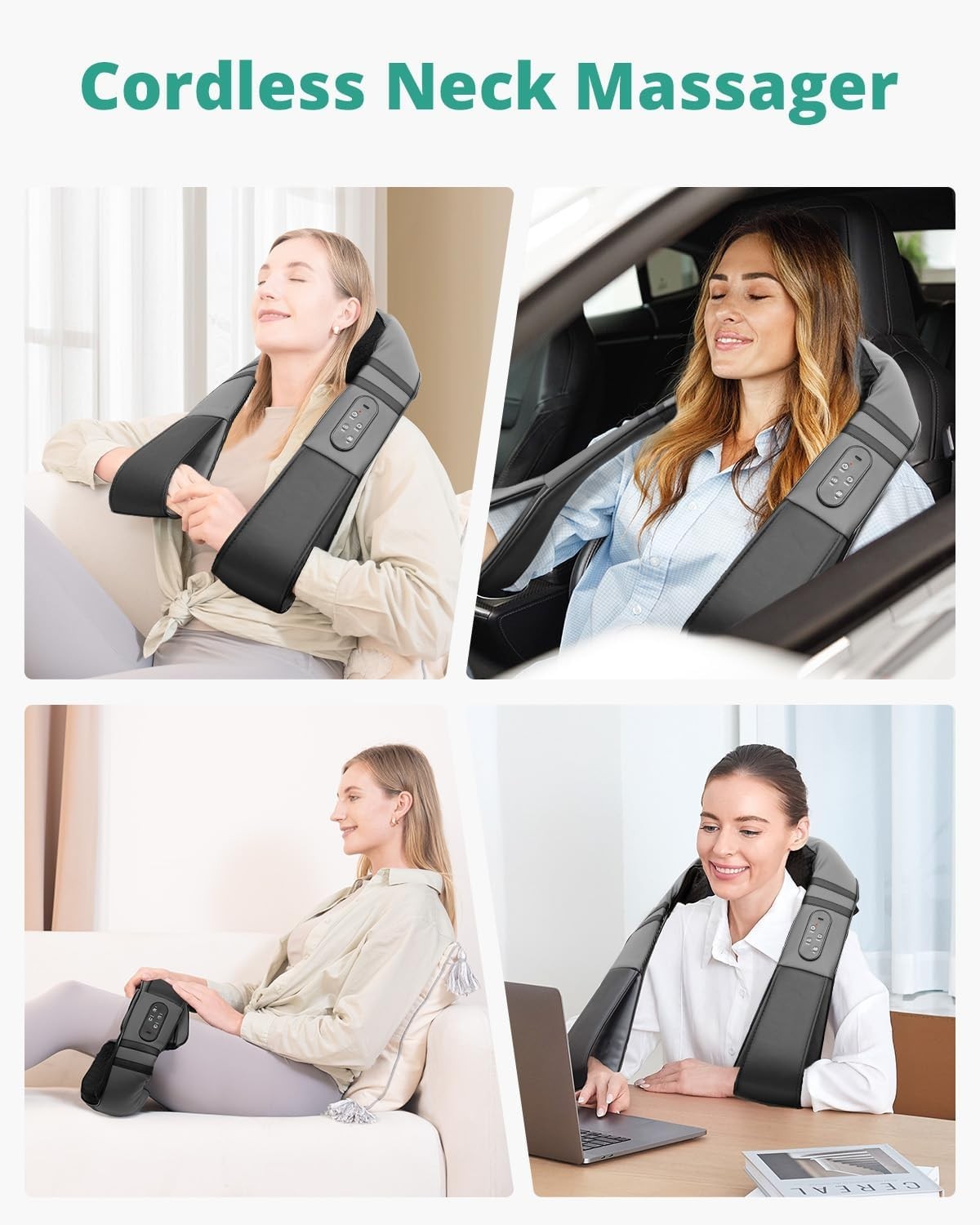 Medcursor Neck Rechargeable Massager with Heat for Pain Relief Deep Tissue