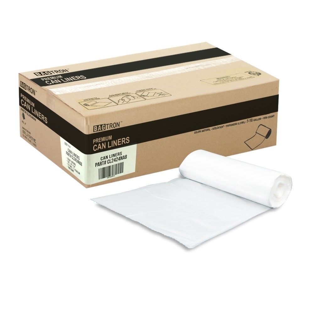 Bagtron 7-10 Gallon Trash Bags, 8 Micron High 1 Count (Pack of 1000), Clear