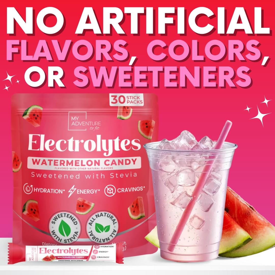 Electrolyte Powder Packets 30 Pack Watermelon Zero Sugar All Natural Candy