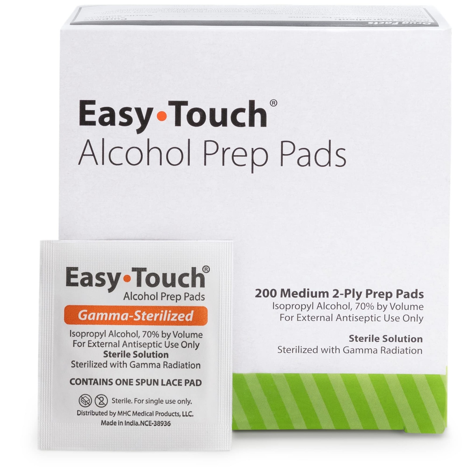 Alcohol Prep Pads Gamma Sterilized EasyTouch Box of 200