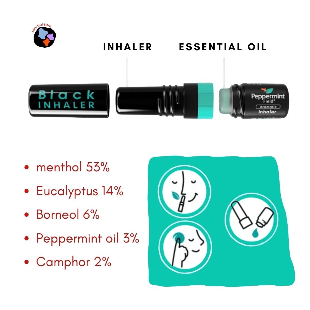 Peppermint Field Black Inhaler Thai Herbal 1 Pc