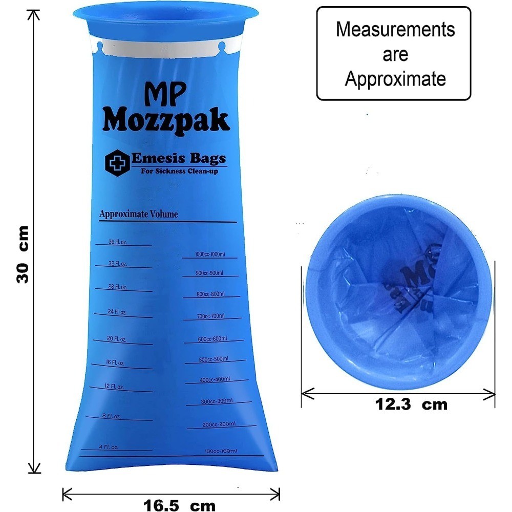 Vomit Bags Disposable 35 Pack – 1000ml Emesis Bags, Leak-Proof Barf Bag, Travel