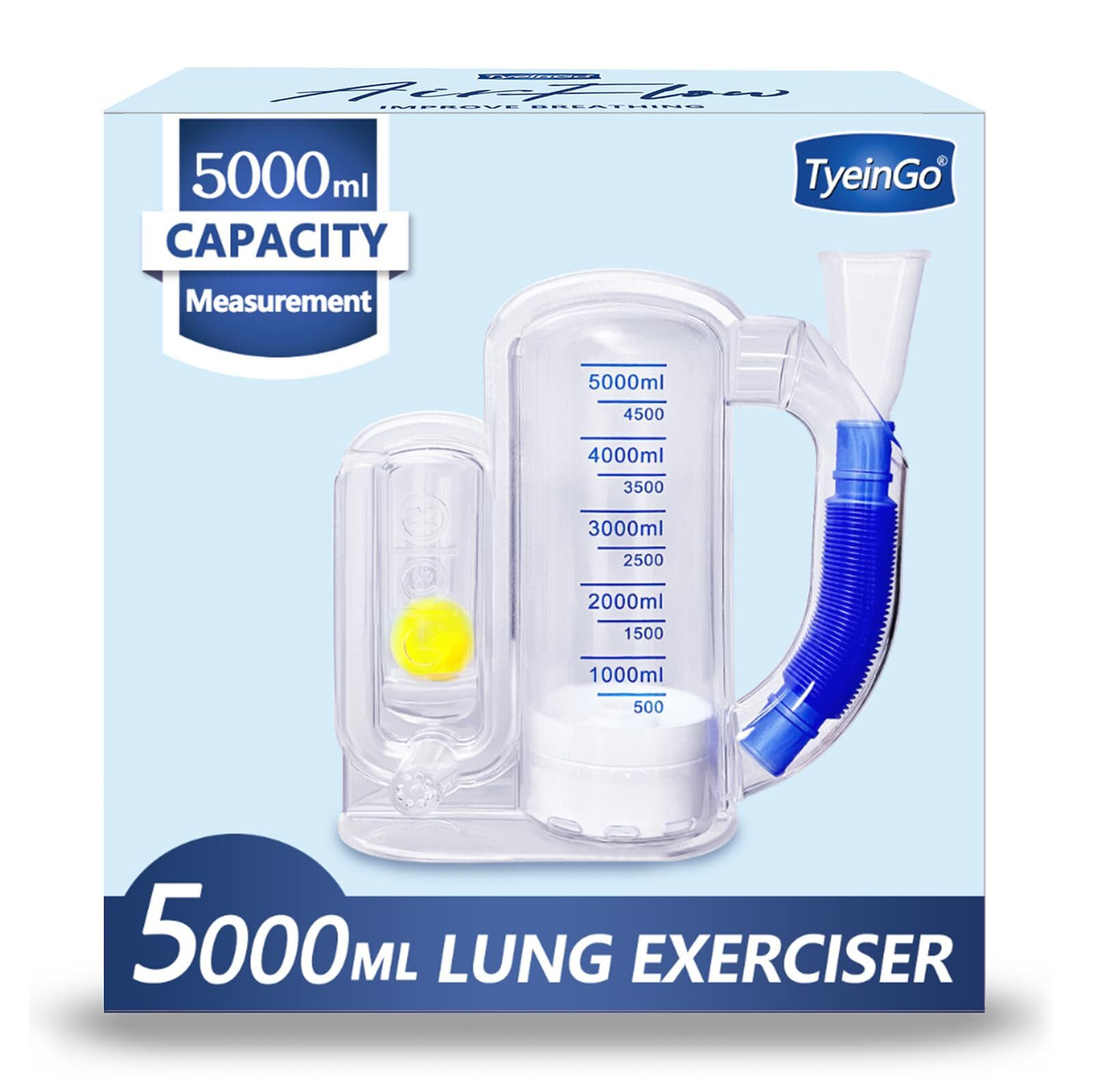 5000ml Lung Capacity Monitor with Flow Rate Indicator for Breathing Exercises