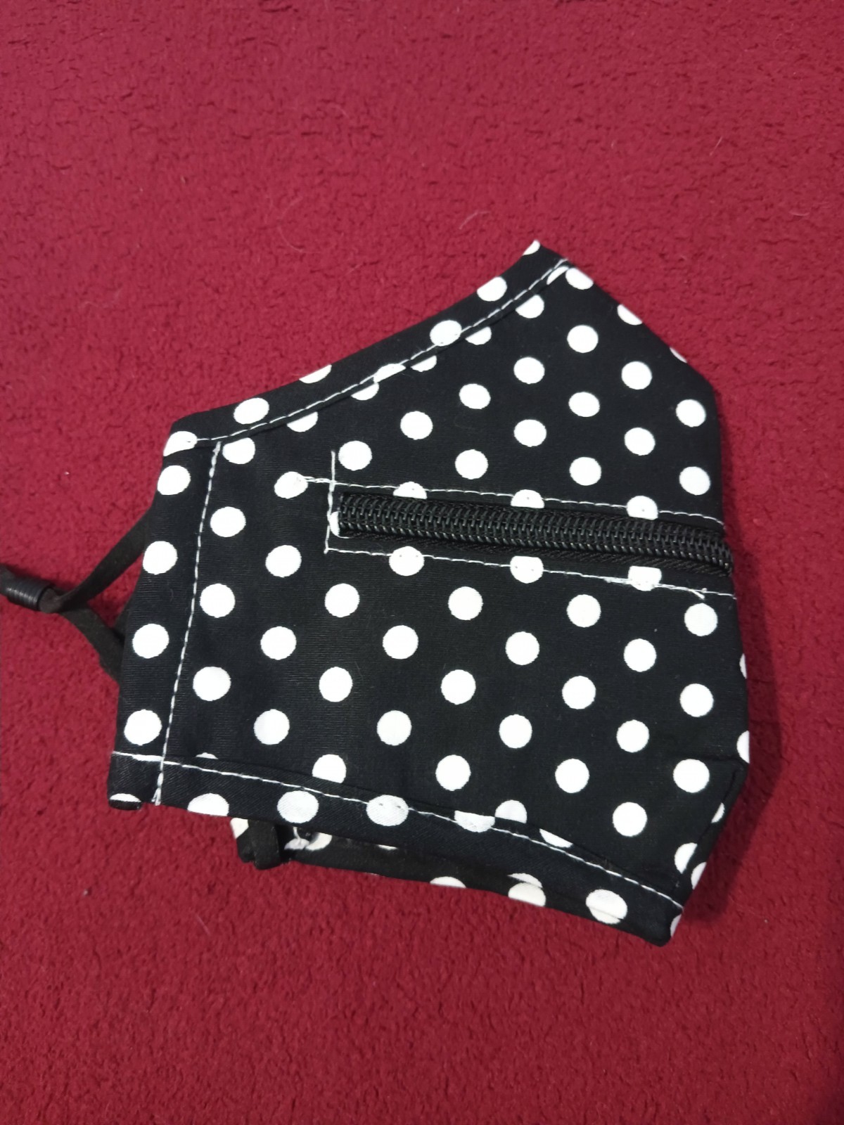 Black White Polka Dot Reusable Adjustable Washable Face Mask with Zipper