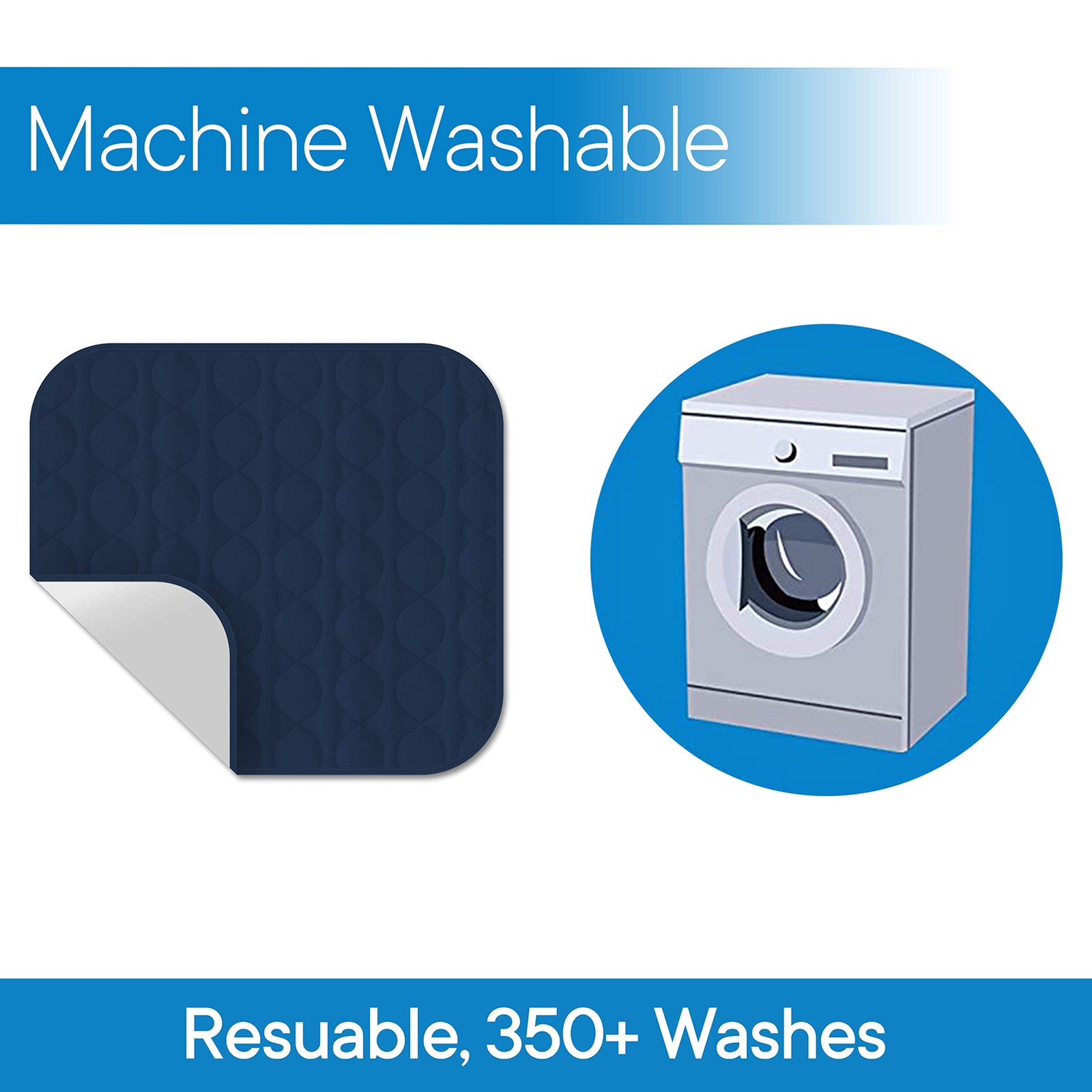Washable Reusable Incontinence Chair Pad Seat Protector Blue CP-600BL