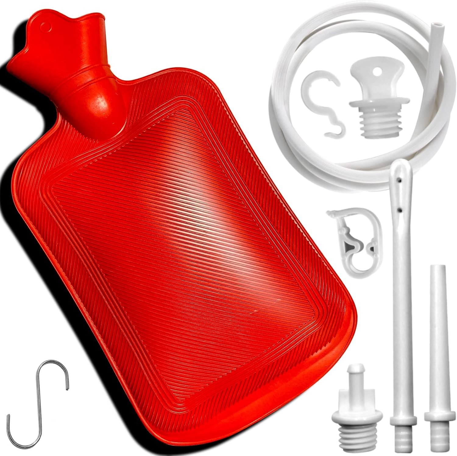 2L Home Enema Bag Kit with 2 Tips, 60 Inch Silicone Hose, Controlable Flow Valve