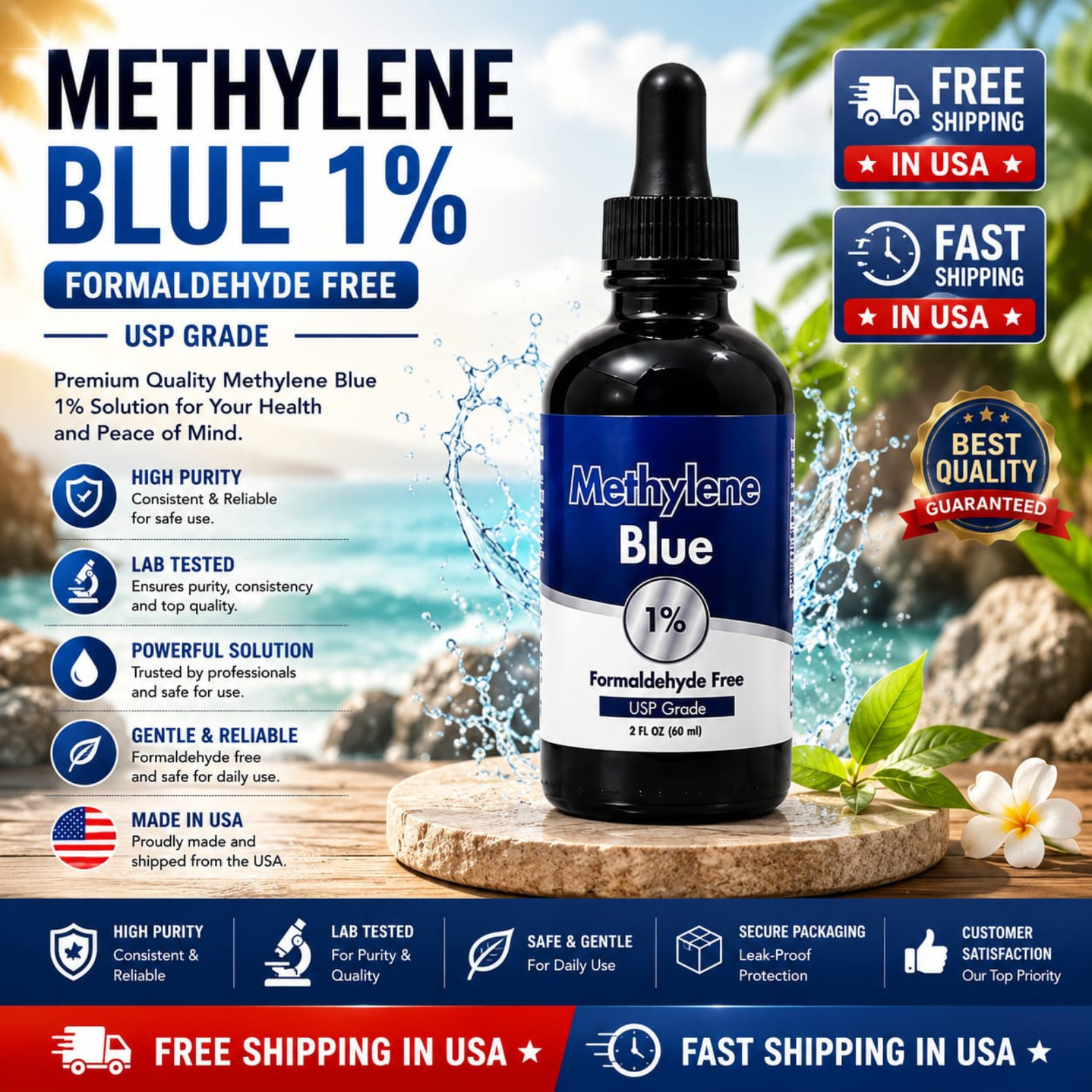 1Pack: Metylene Blue 1% USP Grade 60ml