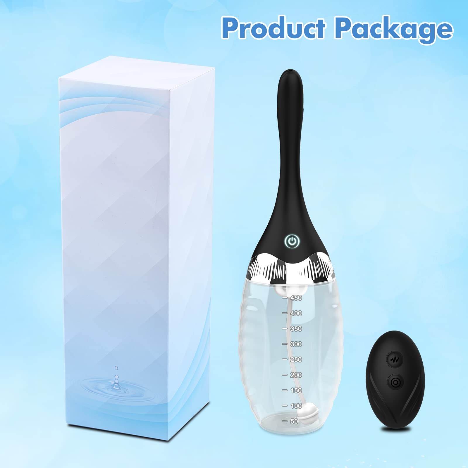 Automatic Electric Enema Bulb with 3 Speeds, Silicone Enema Anal Douche Cleaner