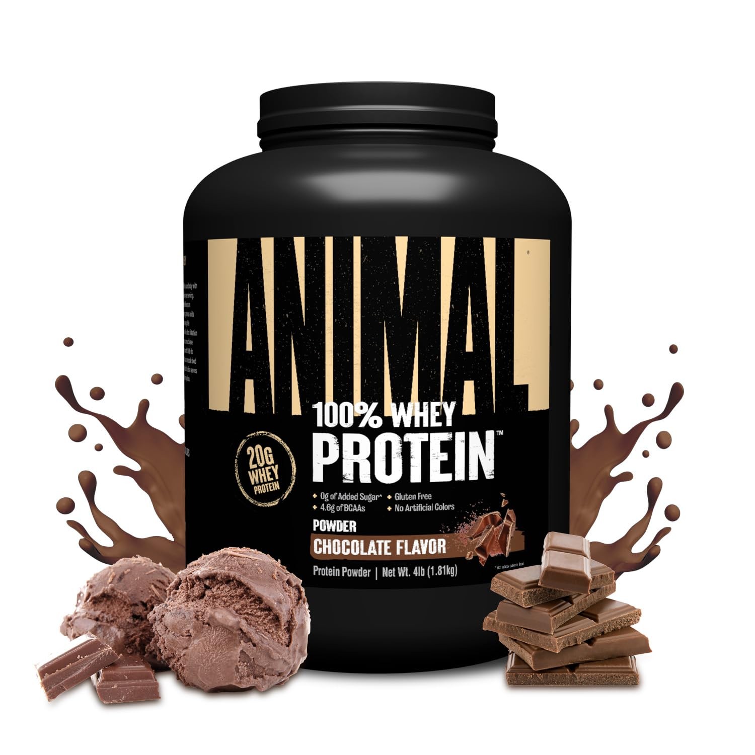Whey Protein Powder 4 lb Chocolate Low Sugar BCAA Recovery Animal Blend Workout