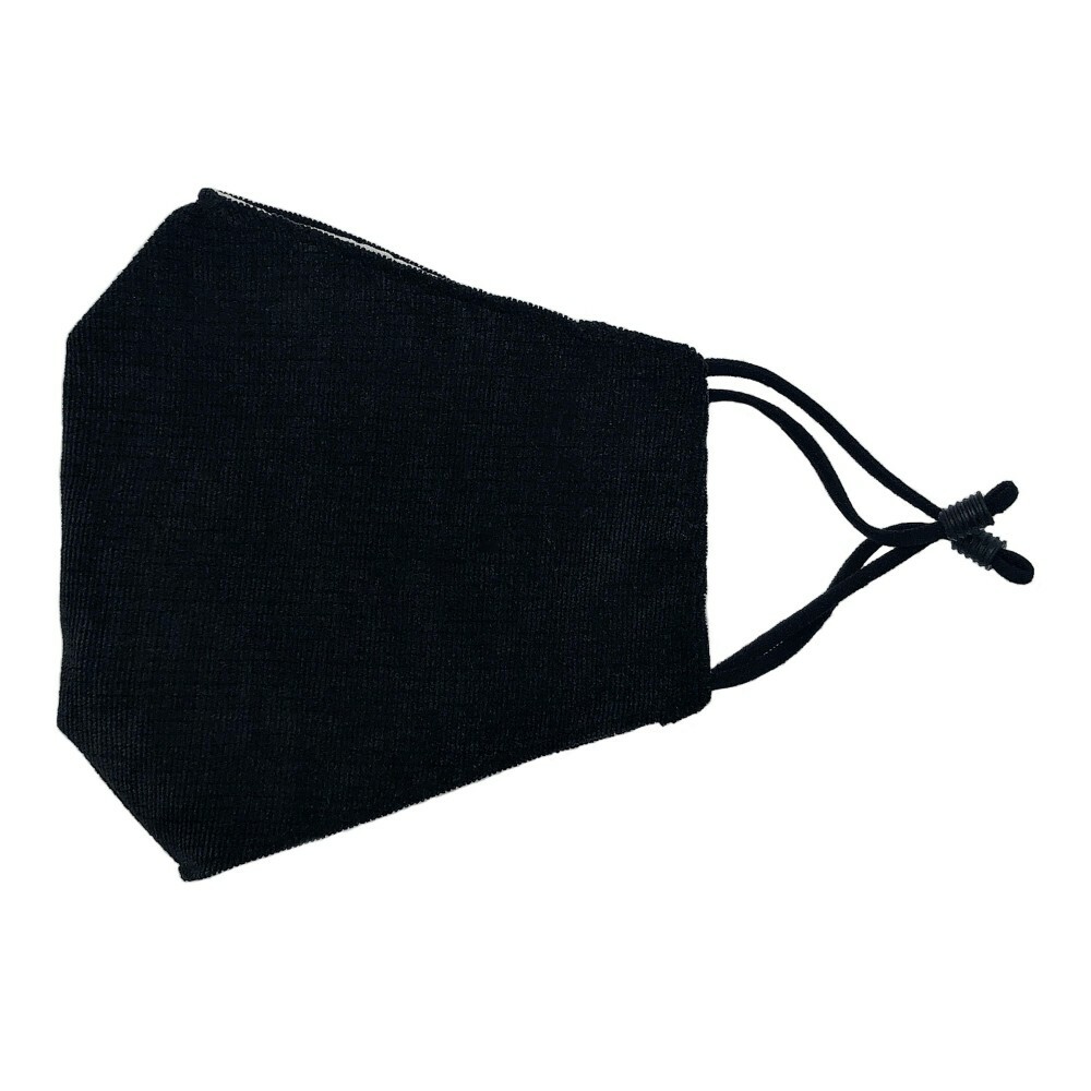 Black Terry Fabric Face Mask w/PM2.5 Filter Pocket Reusable