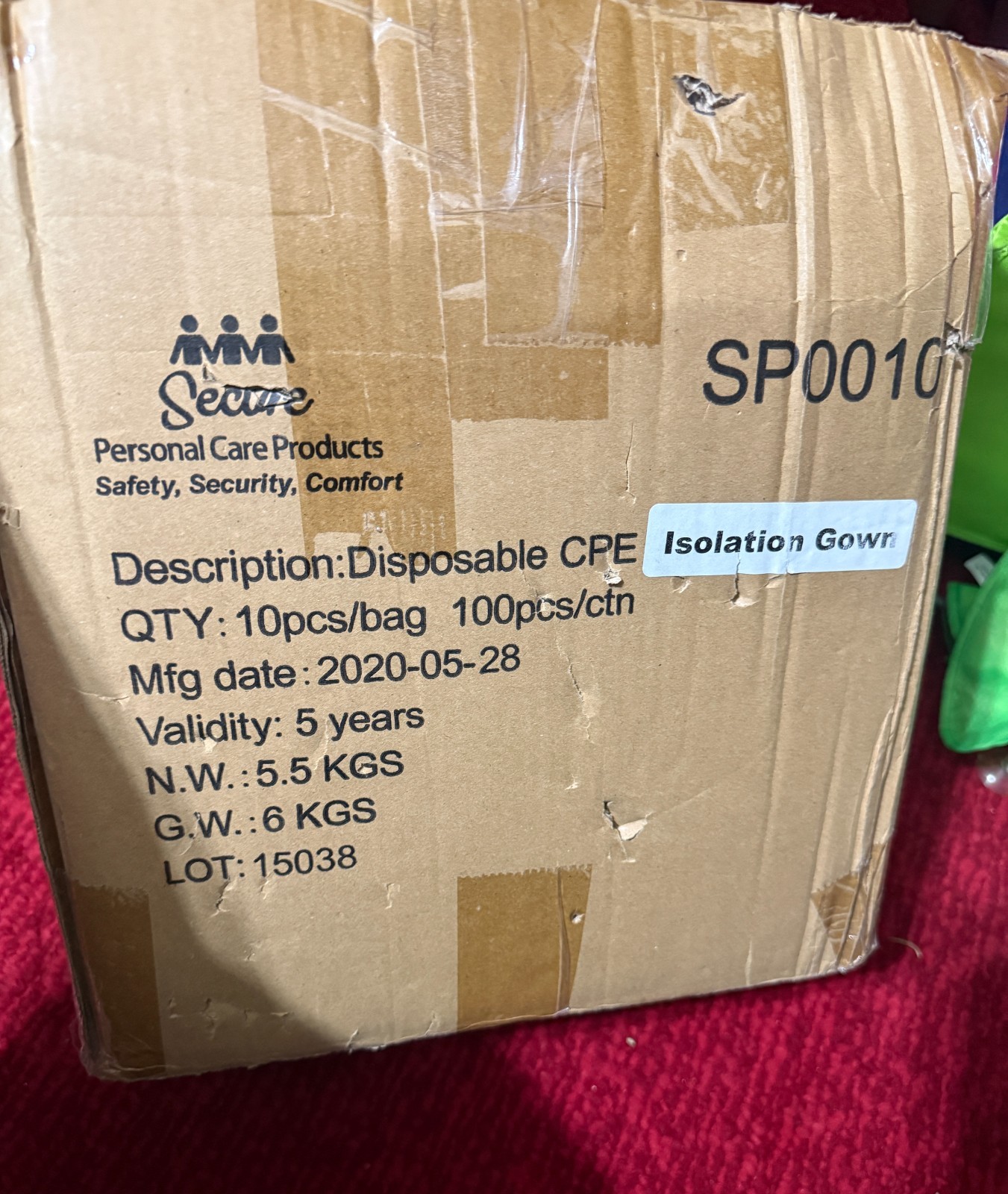 100pc Disposable CPE Isolation Gown