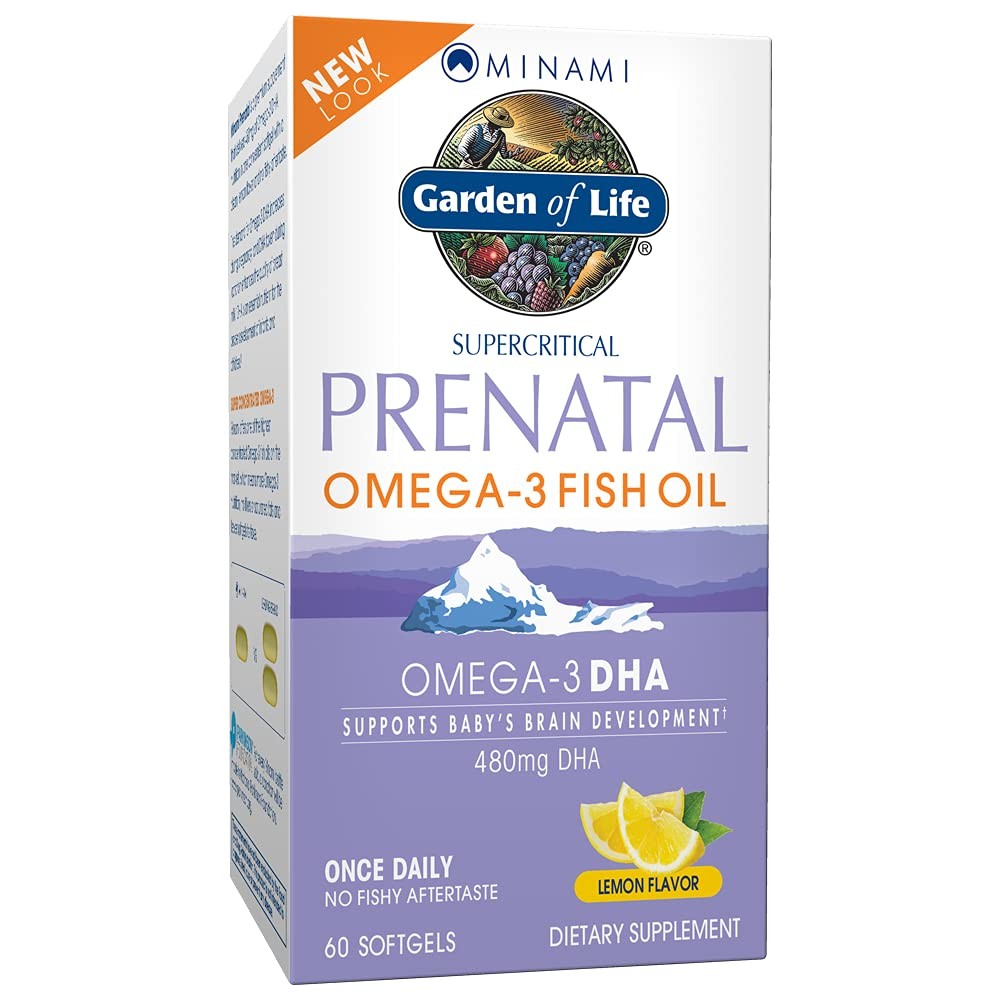 Prenatal DHA Omega 3 Fish Oil Supplement 60 Softgels Garden of Life Minami Lemon