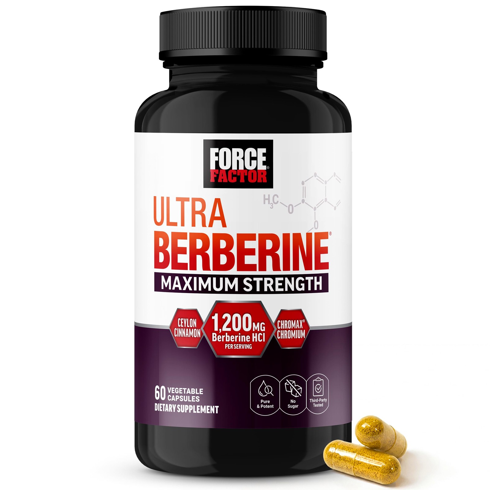 Berberine 1200mg 60 Capsules Weight Management Support Force Factor Ultra Ceylon