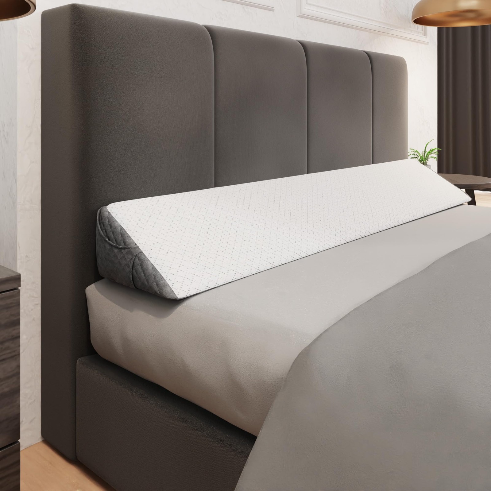 King Headboard Wedge Pillow 76 Gray Bed Gap Filler KBHWPK Kolbs Size Modern
