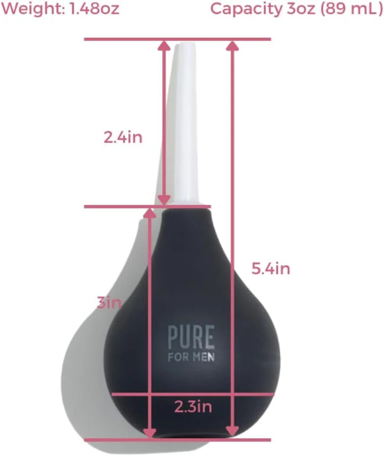 Pure for Men Bum Bulb | Anal Douche Kit with Detachable Tip | Reusable Enema, Ea