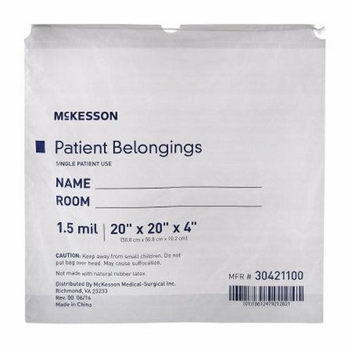 Patient Belongings Bag McKesson 4 X 20 X 20 Inch Polyethylene Drawstring Closure