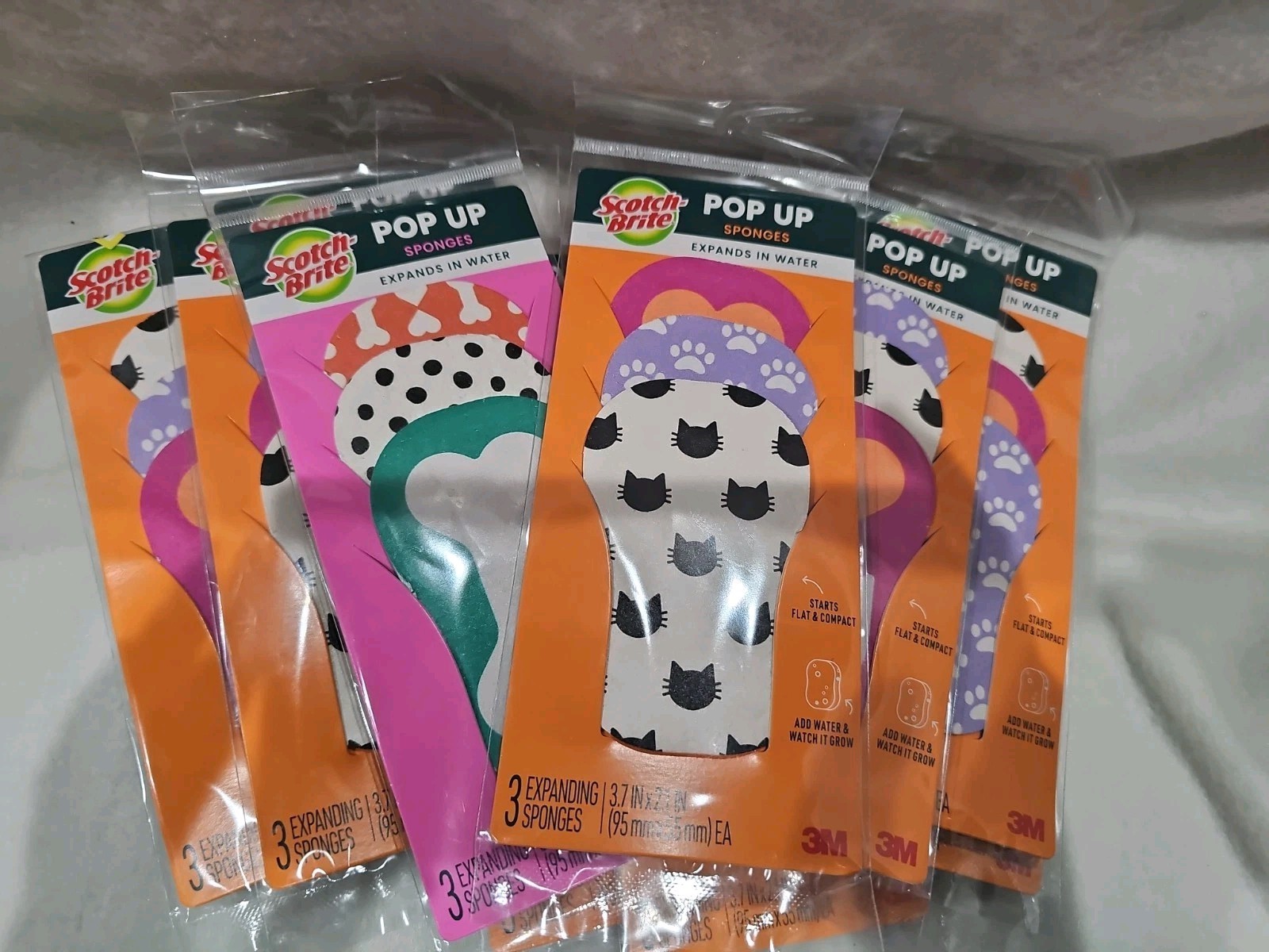 10pk Scotch Brite Cat & Dog Pop Up Non Scratch Sponges 3 Pack Expands 🔵