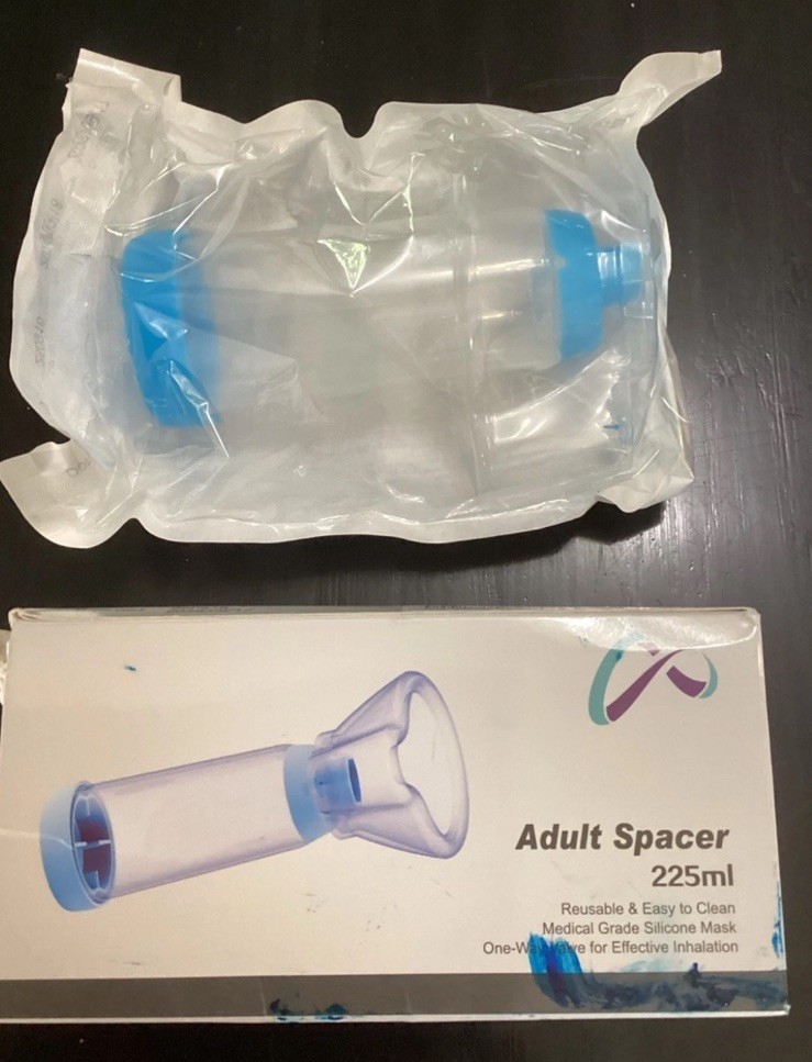 Adult Spacer 225mL Inhaler Spacer Reusable Easy to Clean Lightweight Clear/Blue