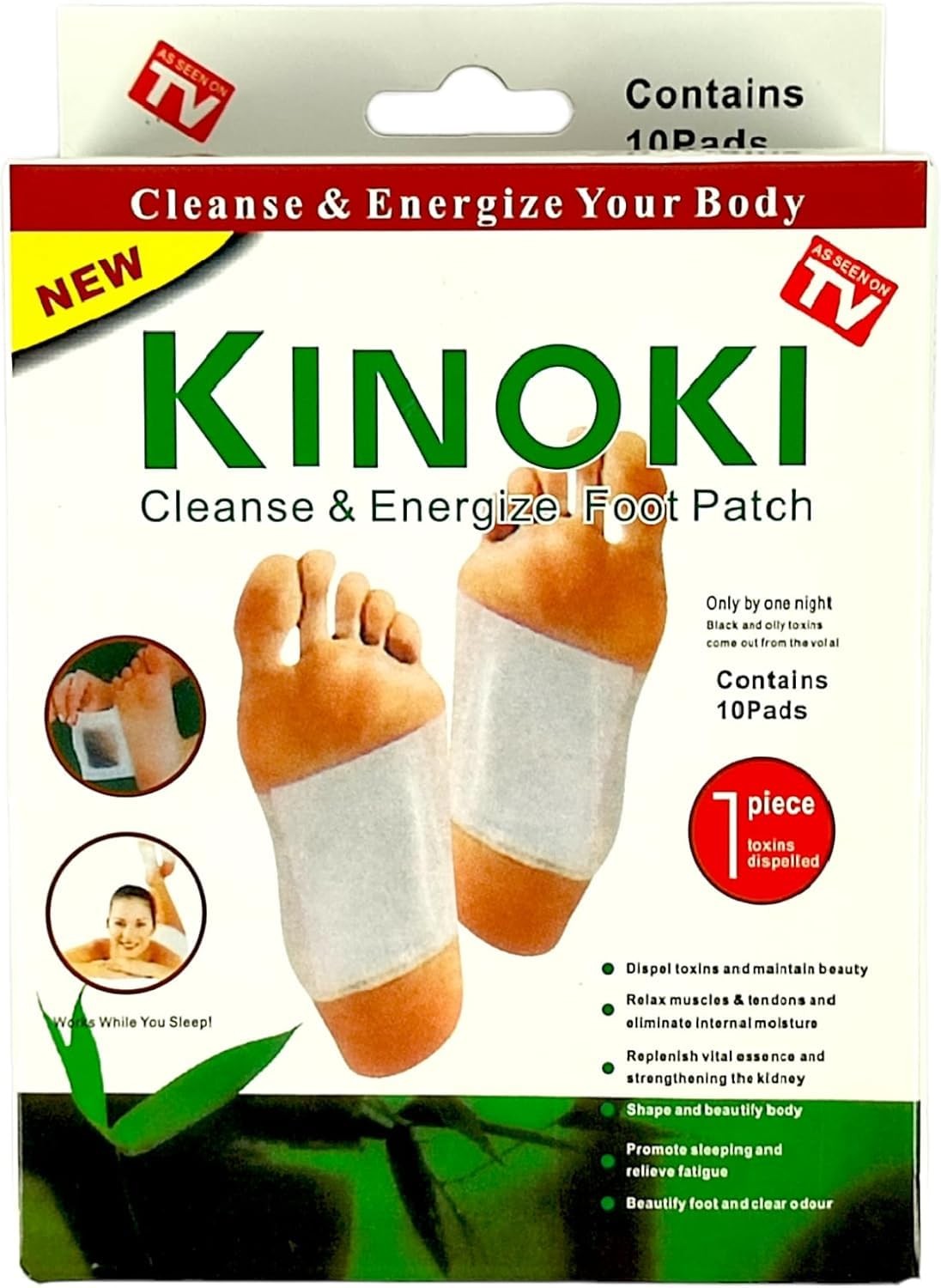 Kinoki Premium Natural Foot Patches – 10 Adhesive Pads for Pain White