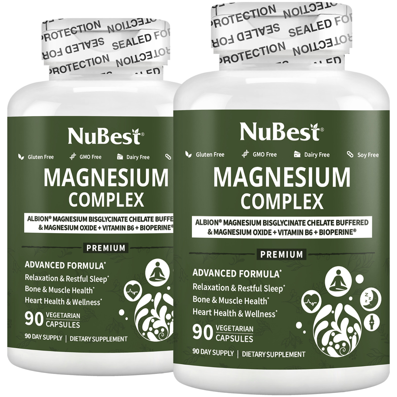 NuBest Magnesium Complex, Albion® Magnesium Bisglycinate & BioPerine® (Pack 2)