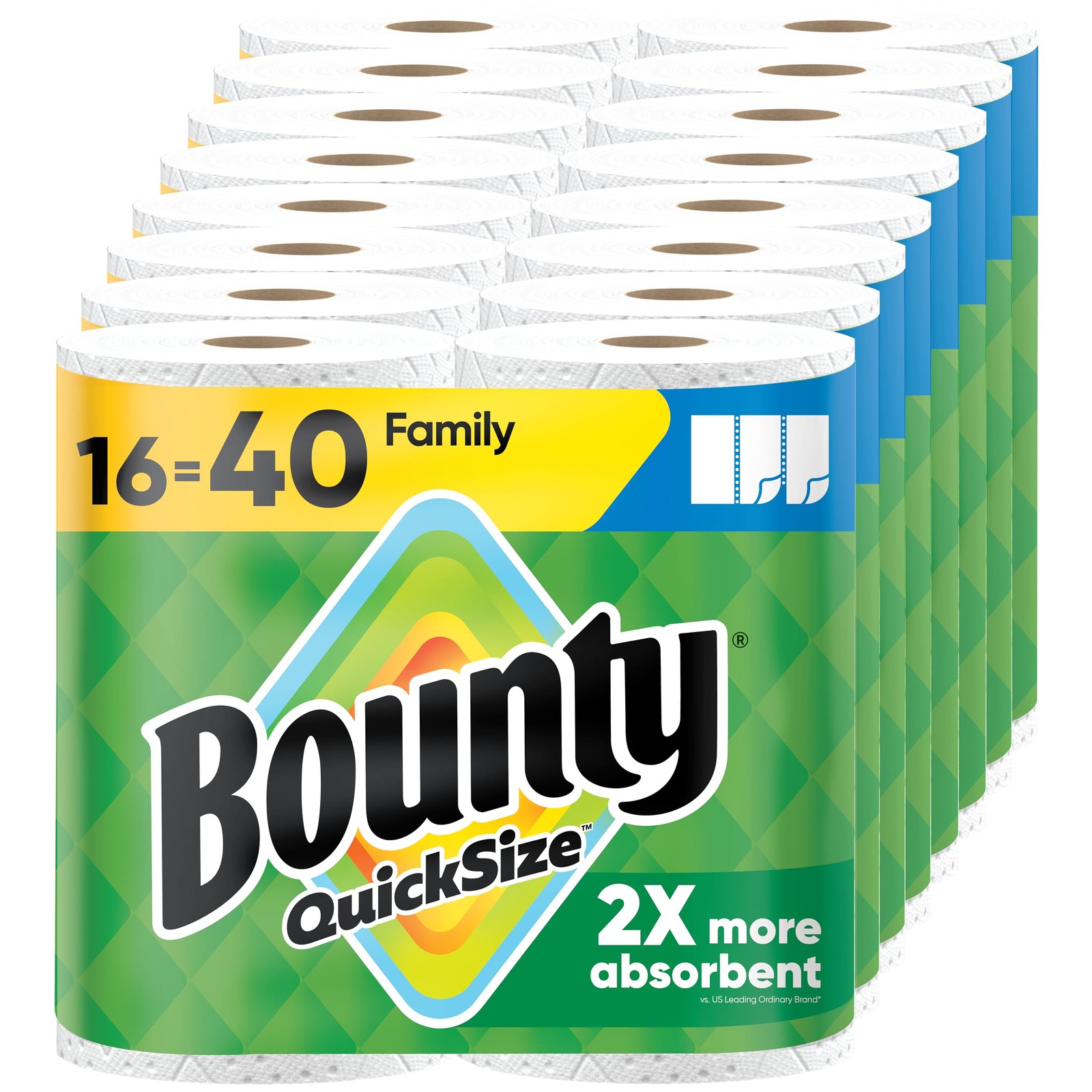 Paper Towels Quick Size White 16 Family Rolls 40 Regular Bounty