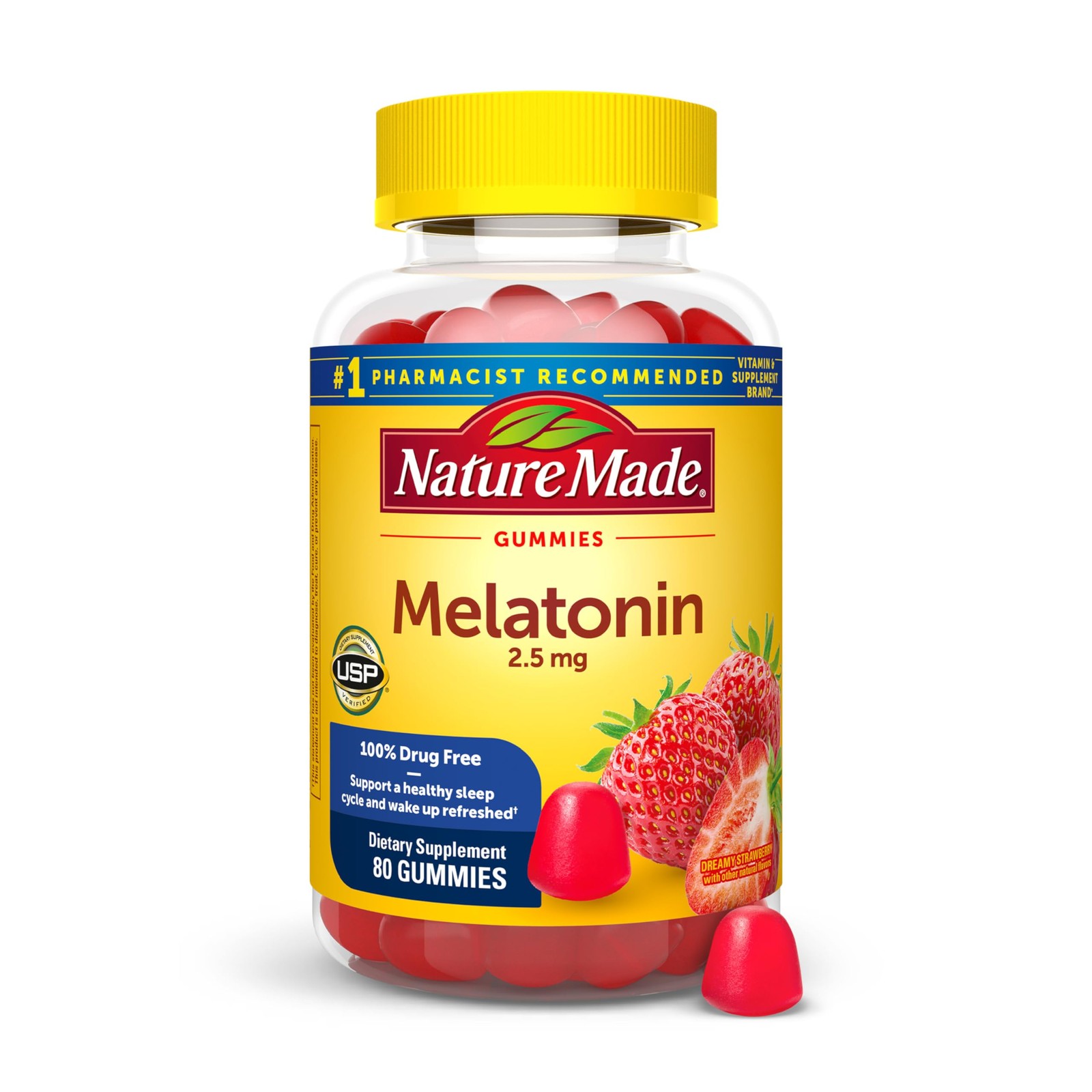 Melatonin Gummies 2.5 mg Sleep Aid 80 Count Red Nature Made 4210 Drug