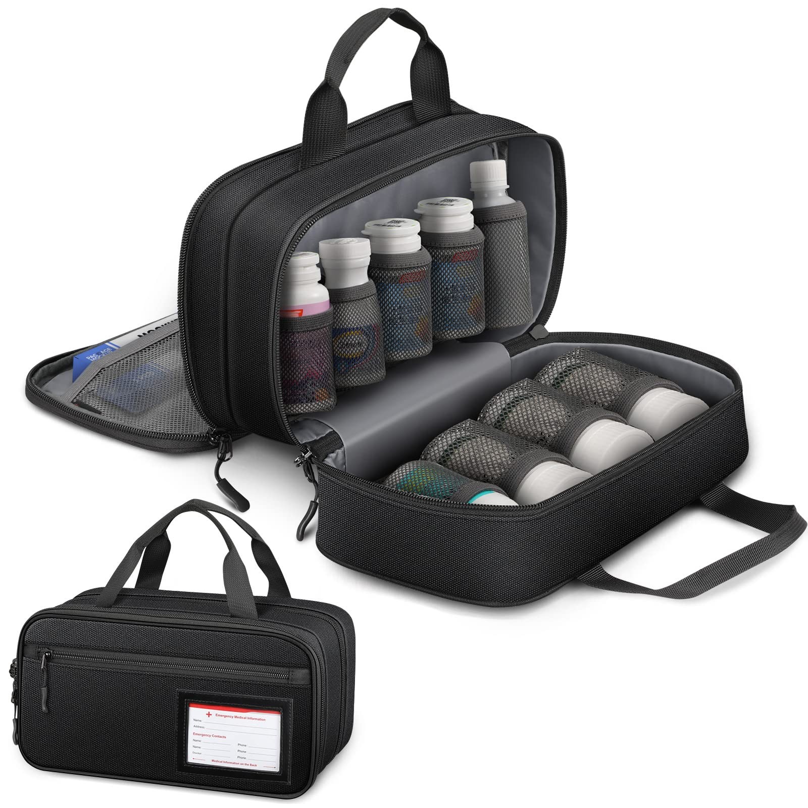 SITHON Pill Bottle Organizer Medicine Storage Bag 1 Count (Pack of 1), Black