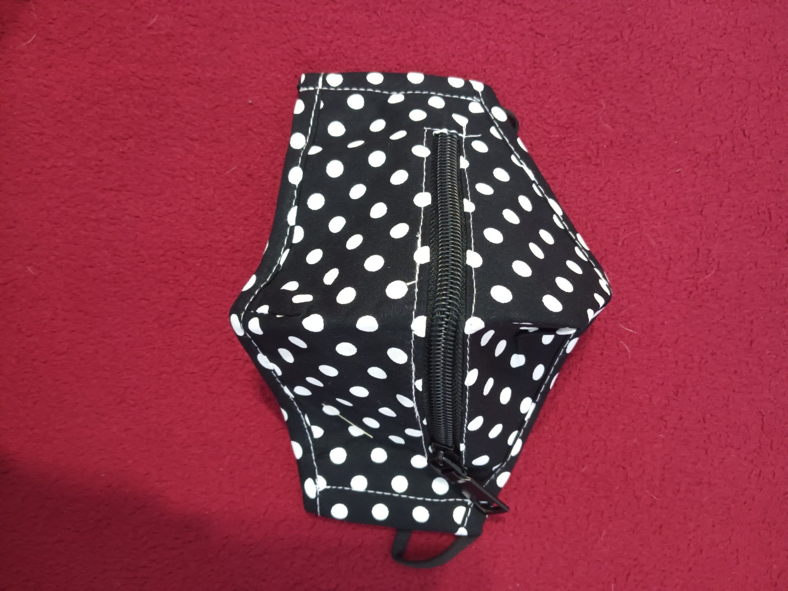 Black White Polka Dot Reusable Adjustable Washable Face Mask with Zipper