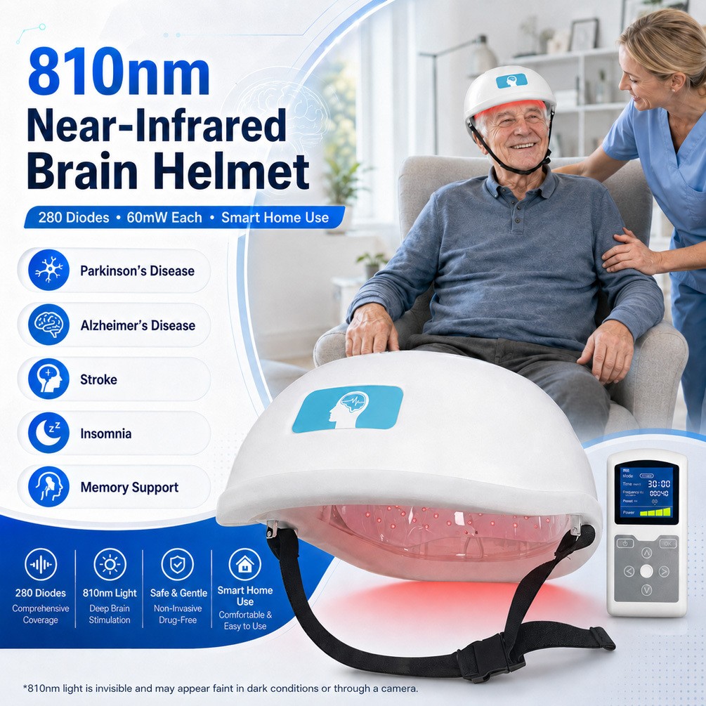 810nm Near Infrared Light Therapy Device PBM Brain Helmet for Parkinson Stroke