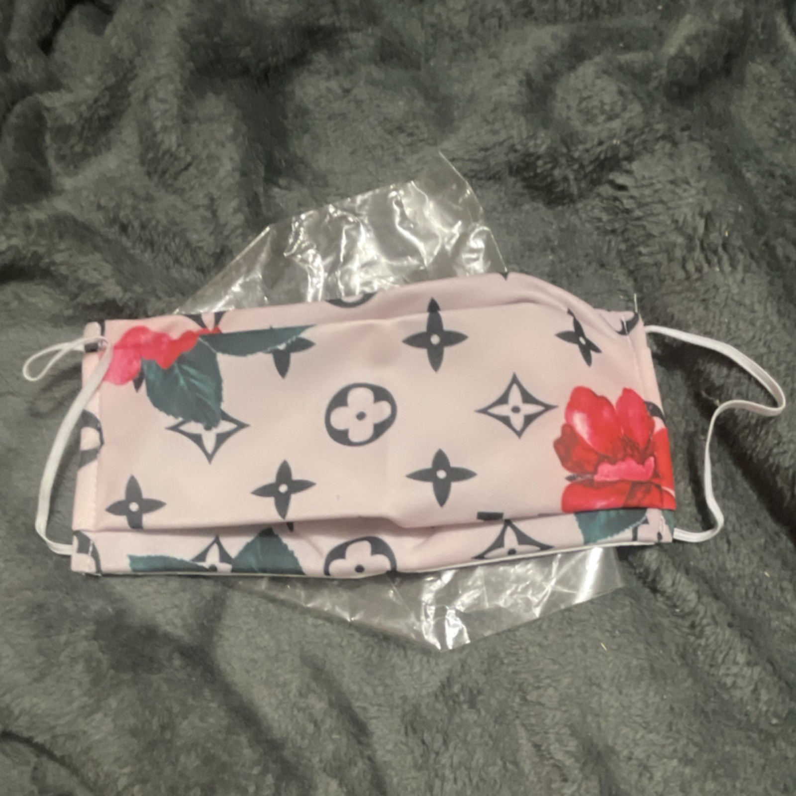 Reusable Floral Pattern Face Mask Pink Black Red Green White