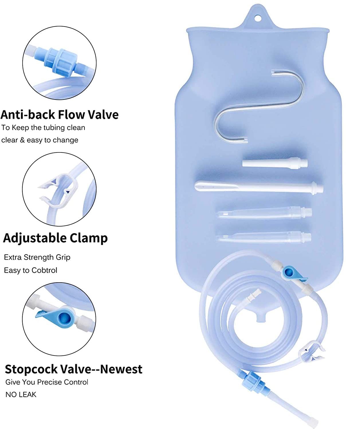 2Qt Silicone Enema Kit for Colon Cleaning, Reusable Home Coffee Enema Bag – 6…