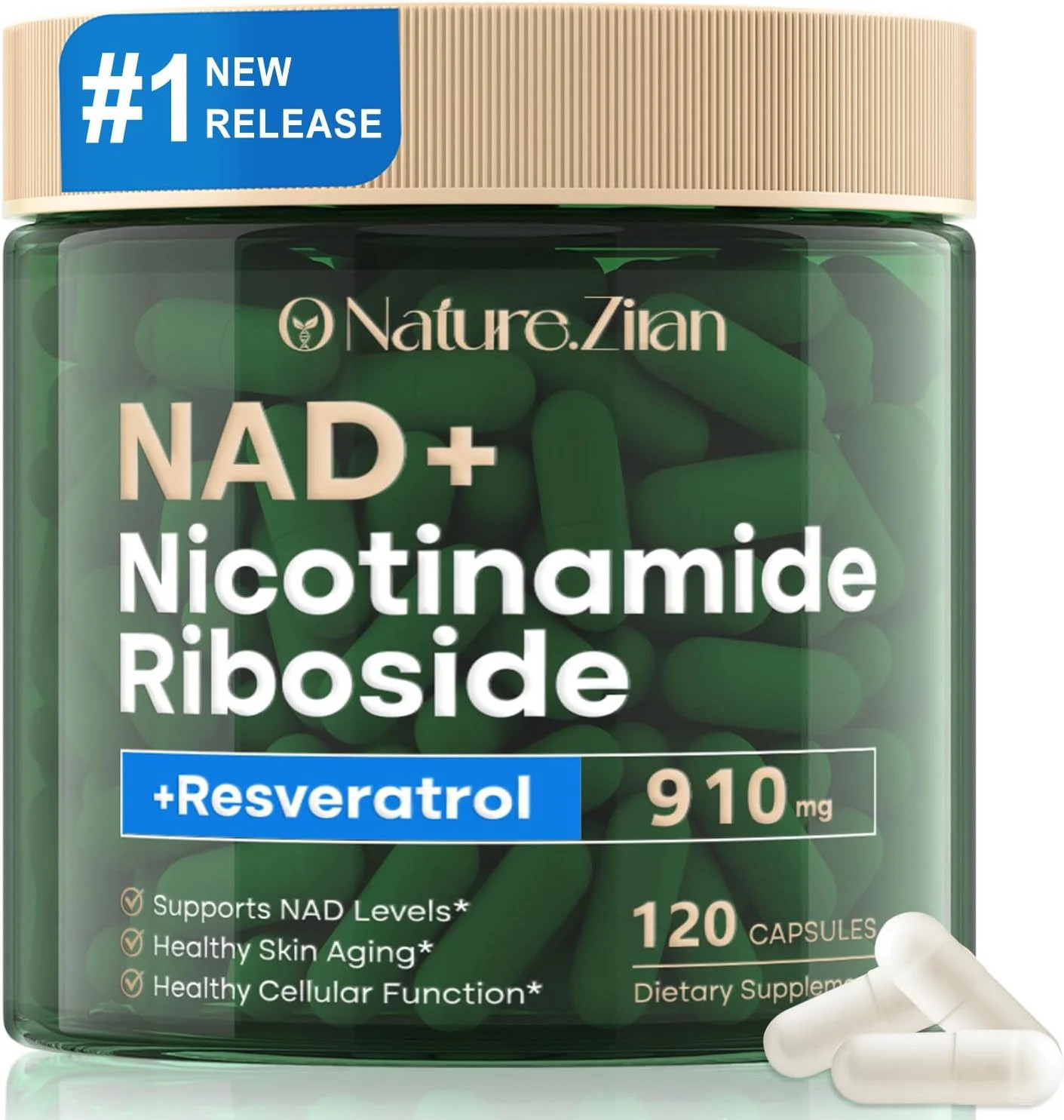NAD Supplement – NAD+ Nicotinamide Riboside 910 Mg Supplement for Women & Men, L