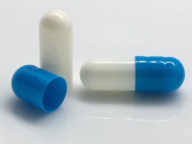 Aqua Blue and White Size 3 Empty Gelatin Capsules also known as Gelcaps