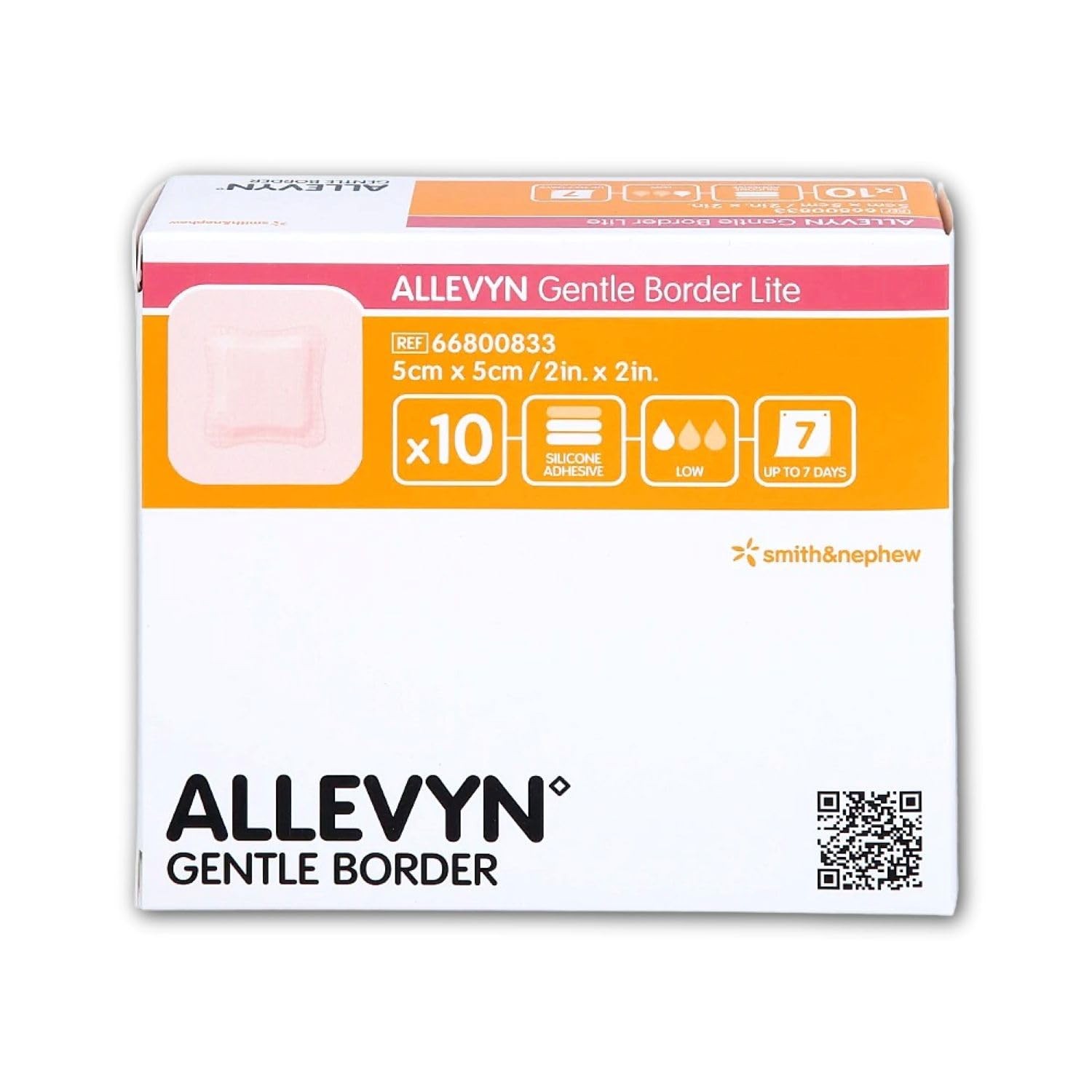 Wound Dressing ALLEVYN Gentle Border Lite 2 x2 Box SmithNephew