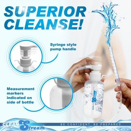 Pump Action Enema Bottle with Nozzle Douche CleanStream Silicone Polyethylene NR