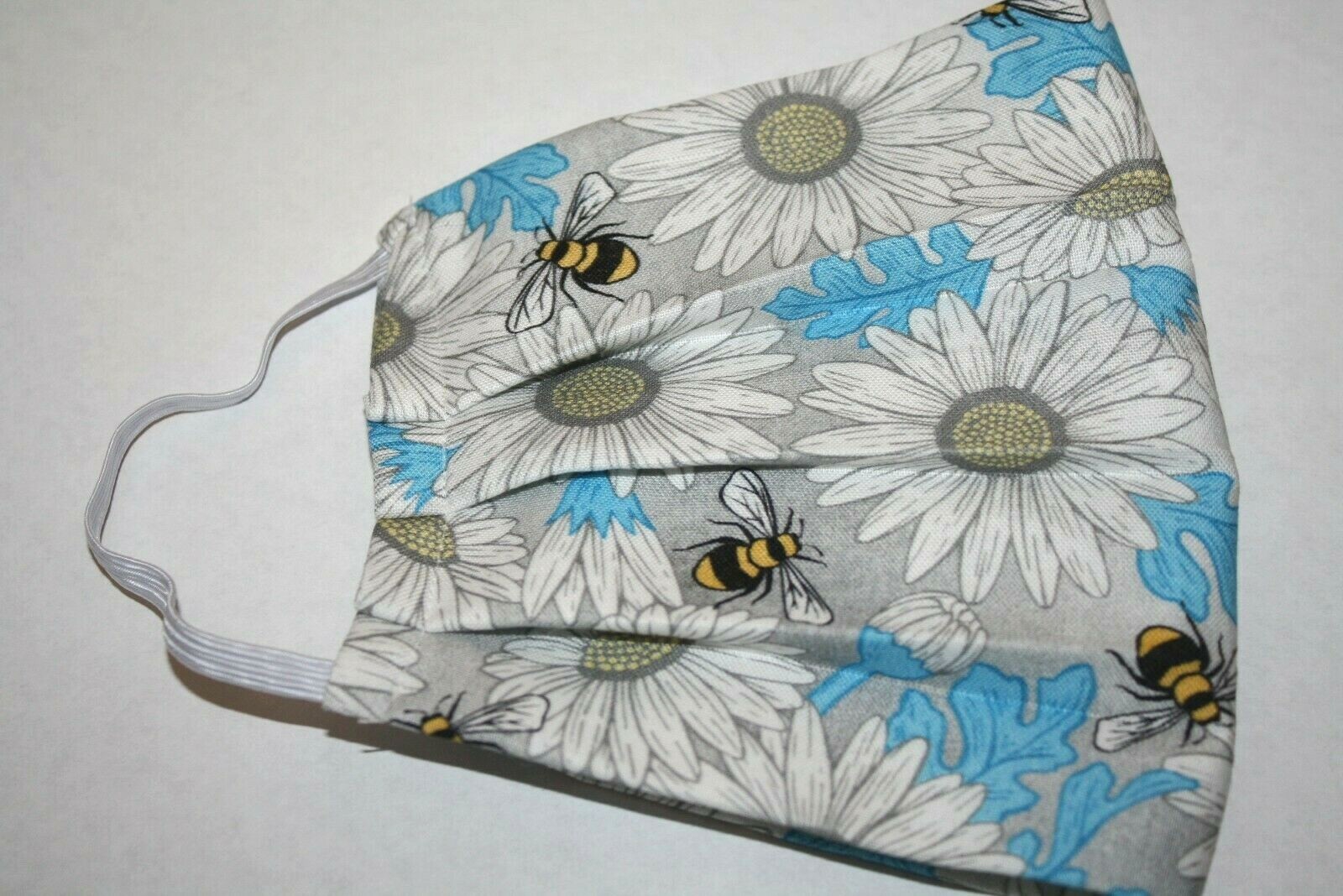Honey Bee Face Mask Washable Adult Size Daisy w/ Filter Pocket Two Layers ^