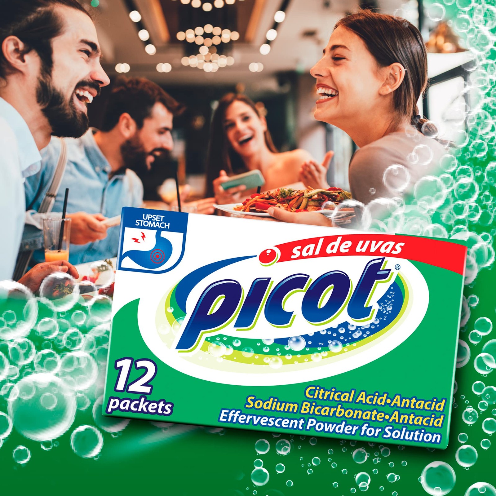 Sal de Uvas Picot, Effervescentl, Powder 12 Count (Pack of 3), White