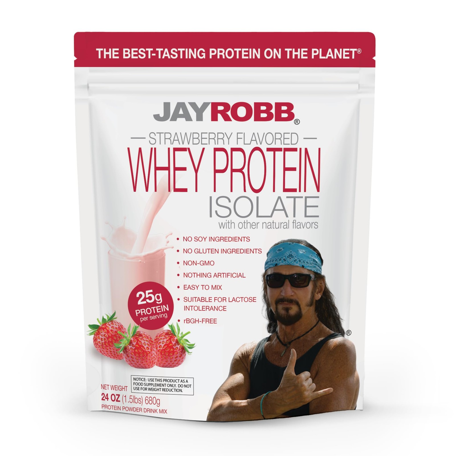 Whey Protein Powder 1.5 Pound Strawberry JAYROBB shake workout muscle fitness