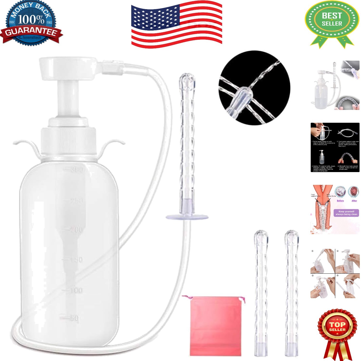 Doctor Recommended 300ml Reusable Vaginal Cleansing System with Extra Nozzles