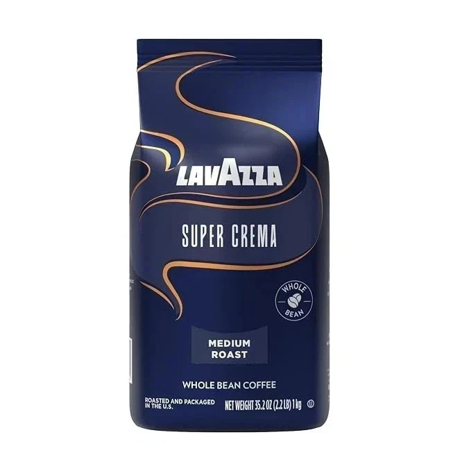 Lavazza Super Crema Whole Bean Coffee, Medium Espresso Roast, Arabica 2.2 lb Ba