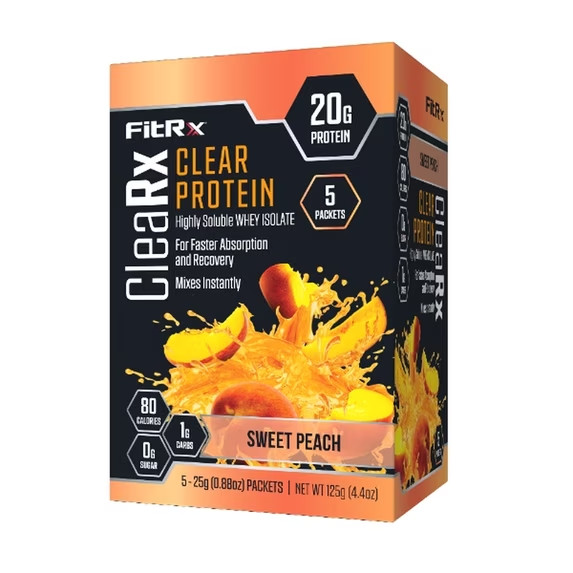 FitRx CleaRx Clear Sweet Peach Whey Protein 5 Packets – 20g