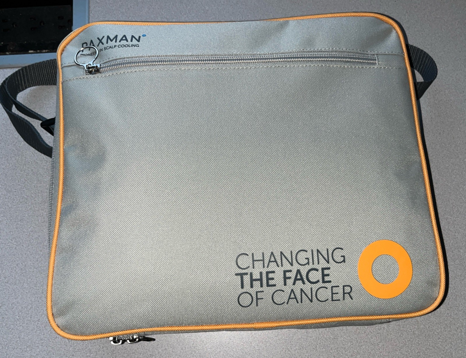 PAXMAN Reusable Scalp Cooling Cap Kit Gray/Orange w/ Carry Case size M/S