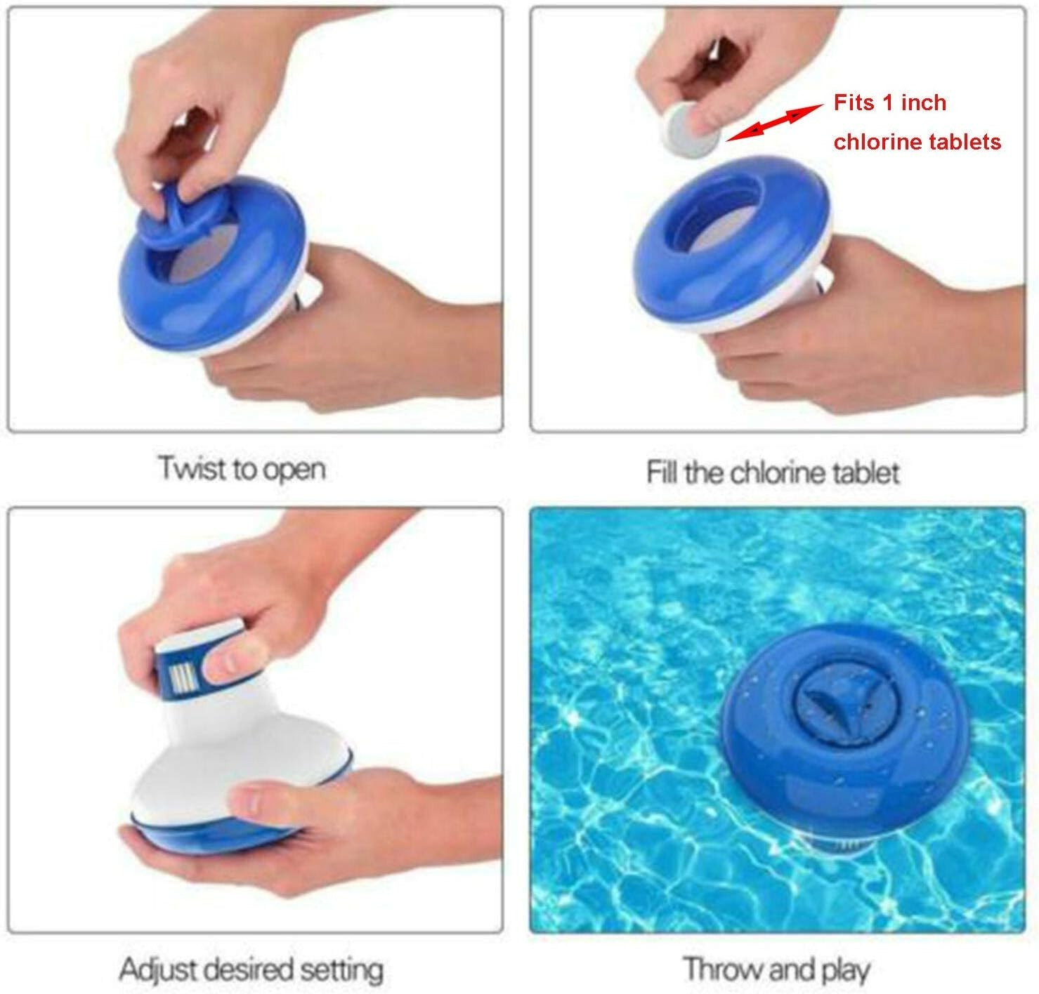 Collapsible/Retractable Mini 1″ Chlorine/Bromine Tablet Dispenser for Small K…